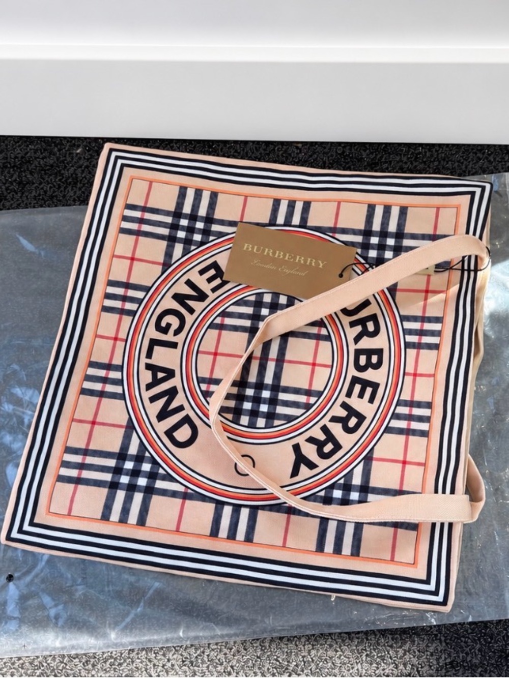 Burberry Beauty Plaid Canvas Tote Shoulder Bag
